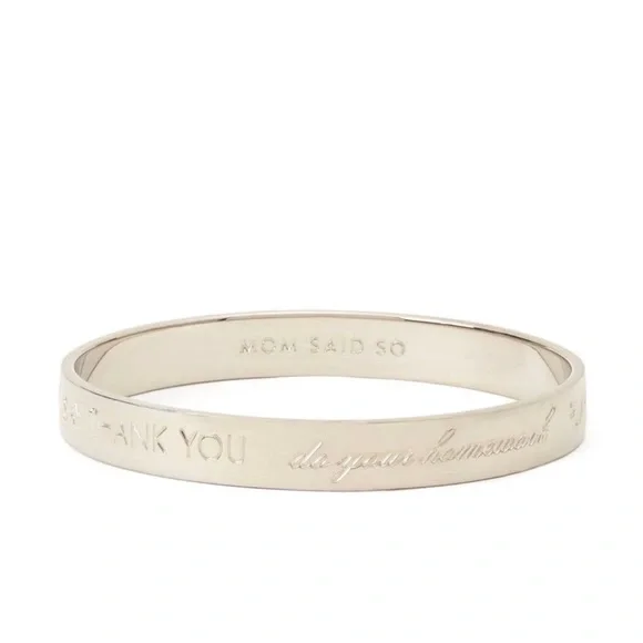 RARE KATE SPADE MOM SAID SILVER BANGLE BRACELET - Picture 6 of 6